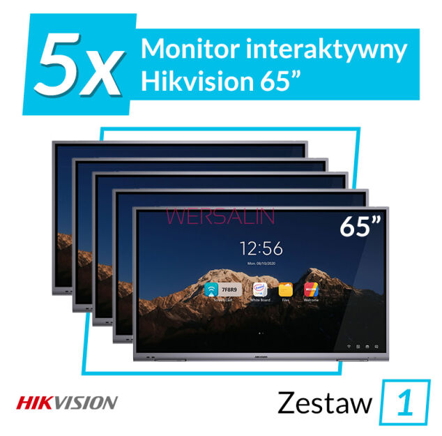 Zestaw 5 x Monitor interaktywny HIKVISION 65” 4K z Androidem 8.0, WiFi, Bluetooth (Wariant1)